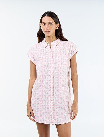 Camicia da notte stampata in voile di cotone