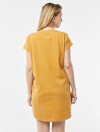 Camicia da notte taglio t-shirt in misto lino