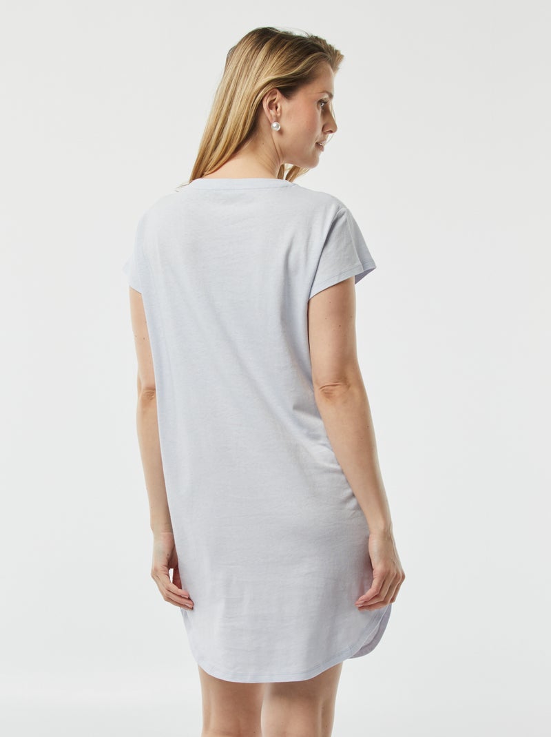 Camicia da notte taglio t-shirt in misto lino BLU - Kiabi