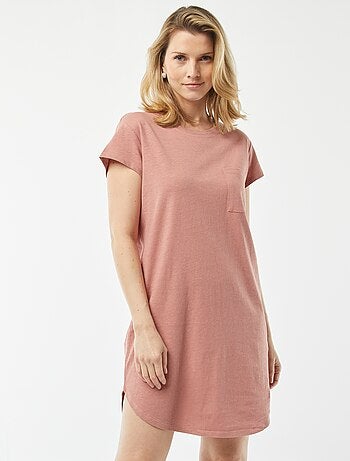 Camicia da notte taglio t-shirt in misto lino