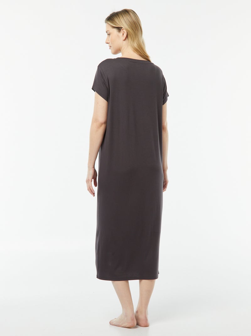 Camicia da notte taglio t-shirt morbida NERO - Kiabi