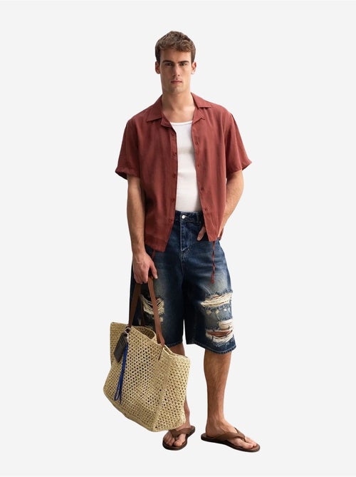 Camicia da uomo a maniche corte con colletto aperto giesto - Kiabi Camicia da uomo a maniche corte con colletto aperto giesto - Kiabi