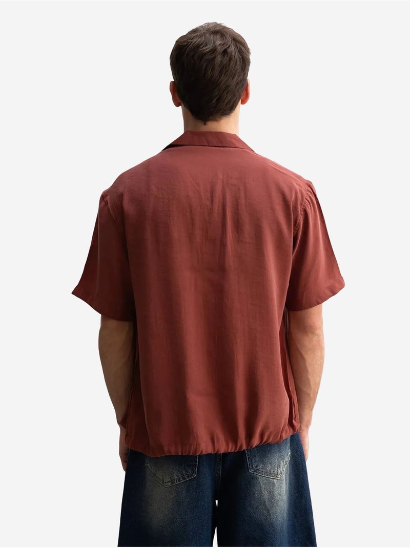 Camicia da uomo a maniche corte con colletto aperto giesto Rosso scuro - Kiabi