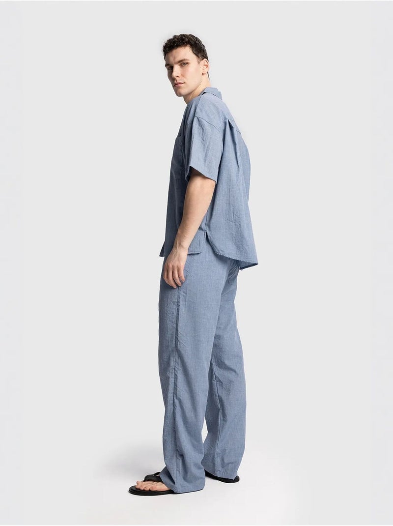 Camicia da uomo a maniche corte vestibilità rilassata giesto Blu chiaro - Kiabi