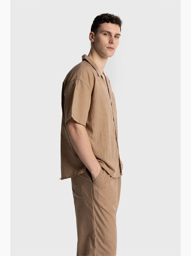 Camicia da uomo a maniche corte vestibilità rilassata giesto Grège - Kiabi