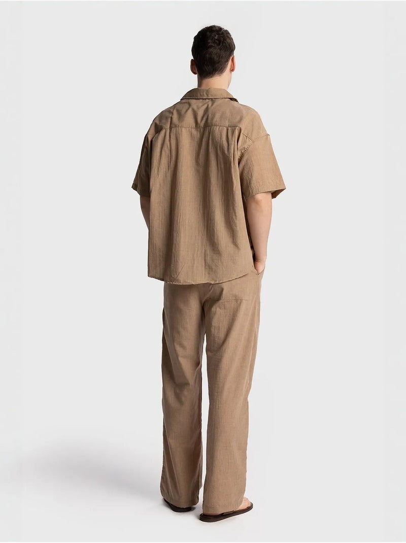 Camicia da uomo a maniche corte vestibilità rilassata giesto Grège - Kiabi