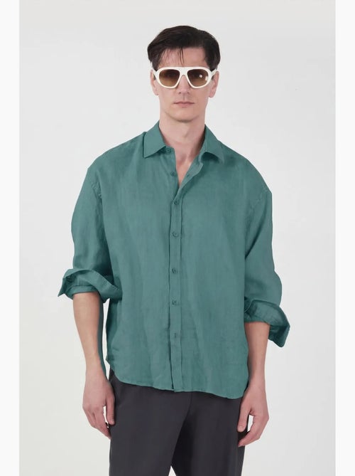 Camicia da uomo a maniche lunghe in misto lino oversize giesto - Kiabi Camicia da uomo a maniche lunghe in misto lino oversize giesto - Kiabi