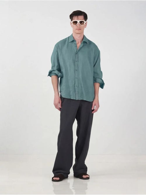 Camicia da uomo a maniche lunghe in misto lino oversize giesto - Kiabi Camicia da uomo a maniche lunghe in misto lino oversize giesto - Kiabi