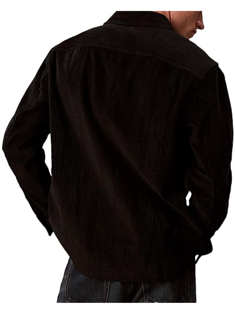 Camicia da Uomo Calvin Klein Jeans in Velluto a Coste con Tasche Nero - Kiabi