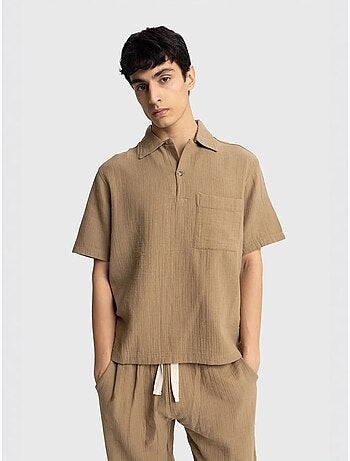 Camicia da uomo in cotone a maniche corte dalla vestibilità rilassata giesto