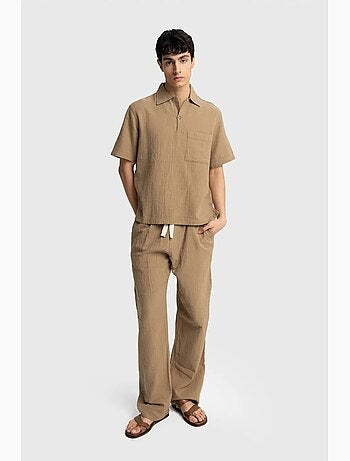 Camicia da uomo in cotone a maniche corte dalla vestibilità rilassata giesto