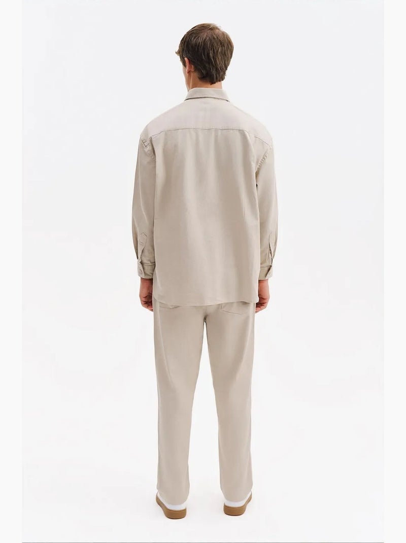 Camicia da uomo in cotone e lycra giesto Beige argilla - Kiabi