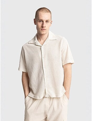 Camicia da uomo in cotone testurizzato a maniche corte giesto