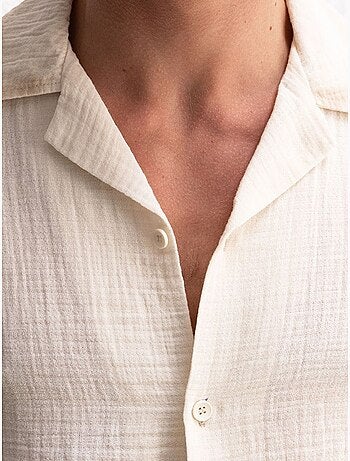 Camicia da uomo in cotone testurizzato a maniche corte giesto