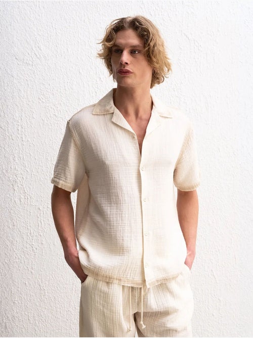 Camicia da uomo in cotone testurizzato a maniche corte giesto - Kiabi Camicia da uomo in cotone testurizzato a maniche corte giesto - Kiabi