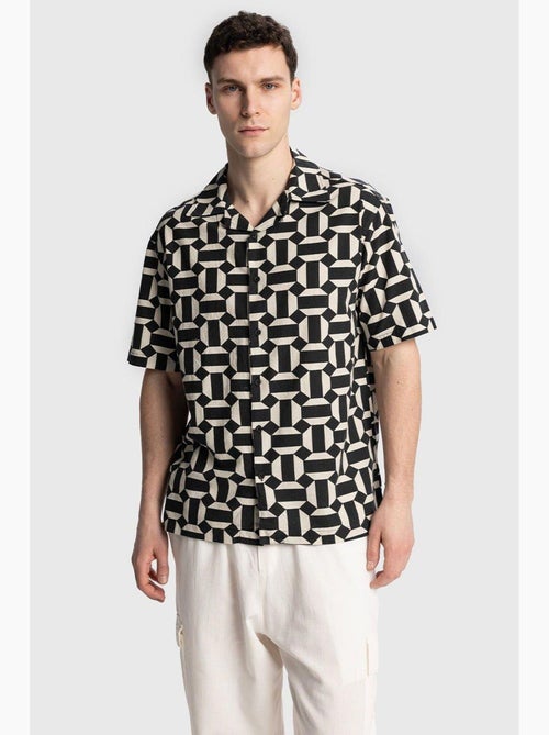 Camicia da uomo in popeline di cotone con stampa geometrica giesto - Kiabi