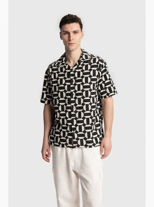 Camicia da uomo in popeline di cotone con stampa geometrica giesto - Kiabi
