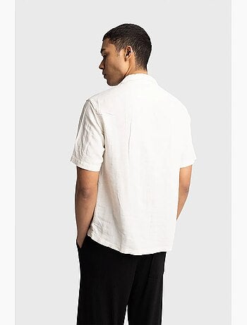 Camicia da uomo in popeline di cotone ricamata a maniche corte giesto