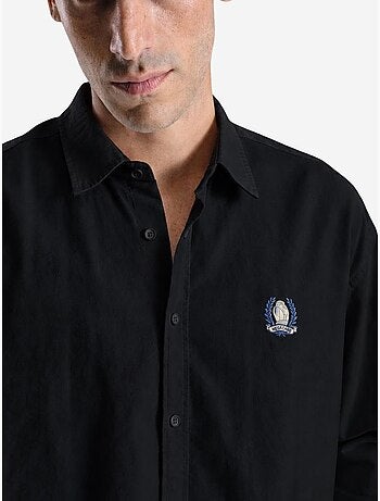 Camicia da uomo in popeline di cotone ricamata giesto