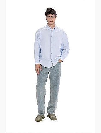 Camicia da uomo in popeline di cotone testurizzato giesto