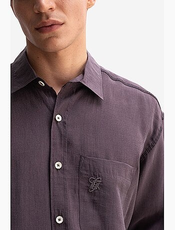 Camicia da uomo oversize a maniche lunghe con taschino giesto