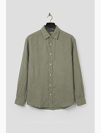 Camicia da uomo oversize in cotone misto lino giesto