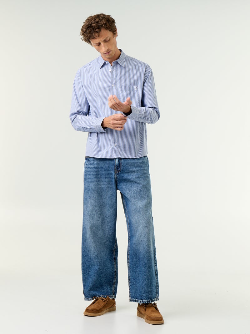 Camicia dal taglio confortevole con motivo a righe Blu - Kiabi