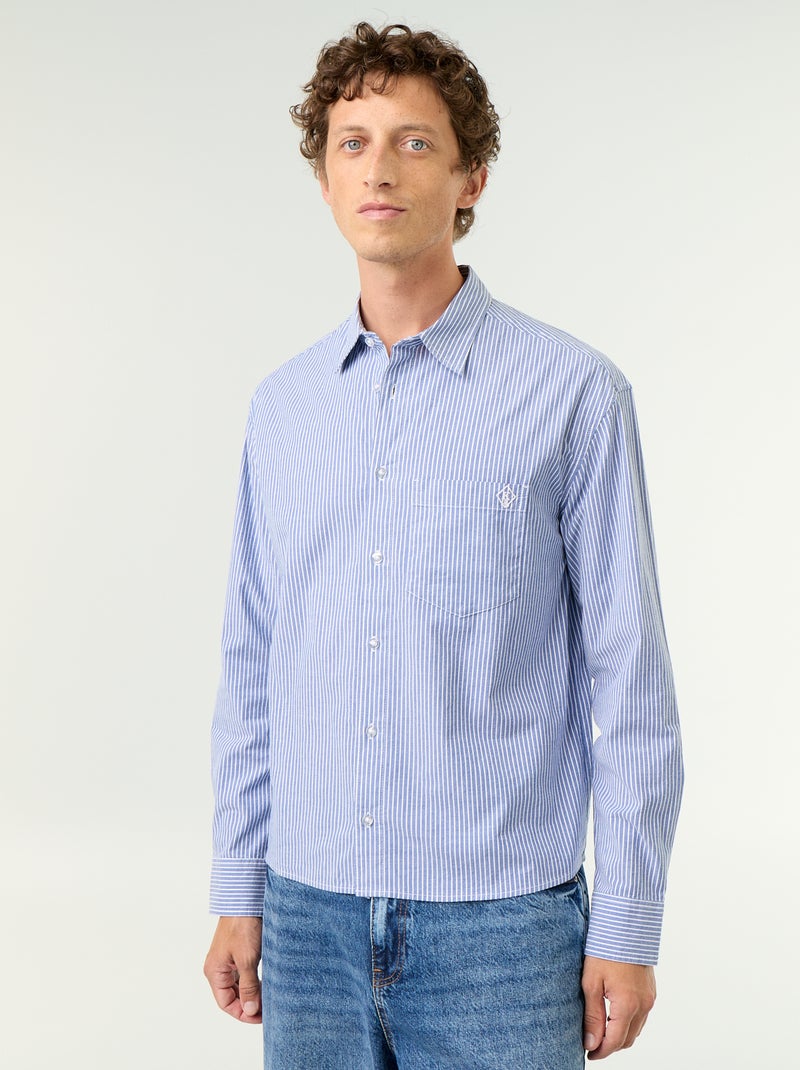Camicia dal taglio confortevole con motivo a righe Blu - Kiabi