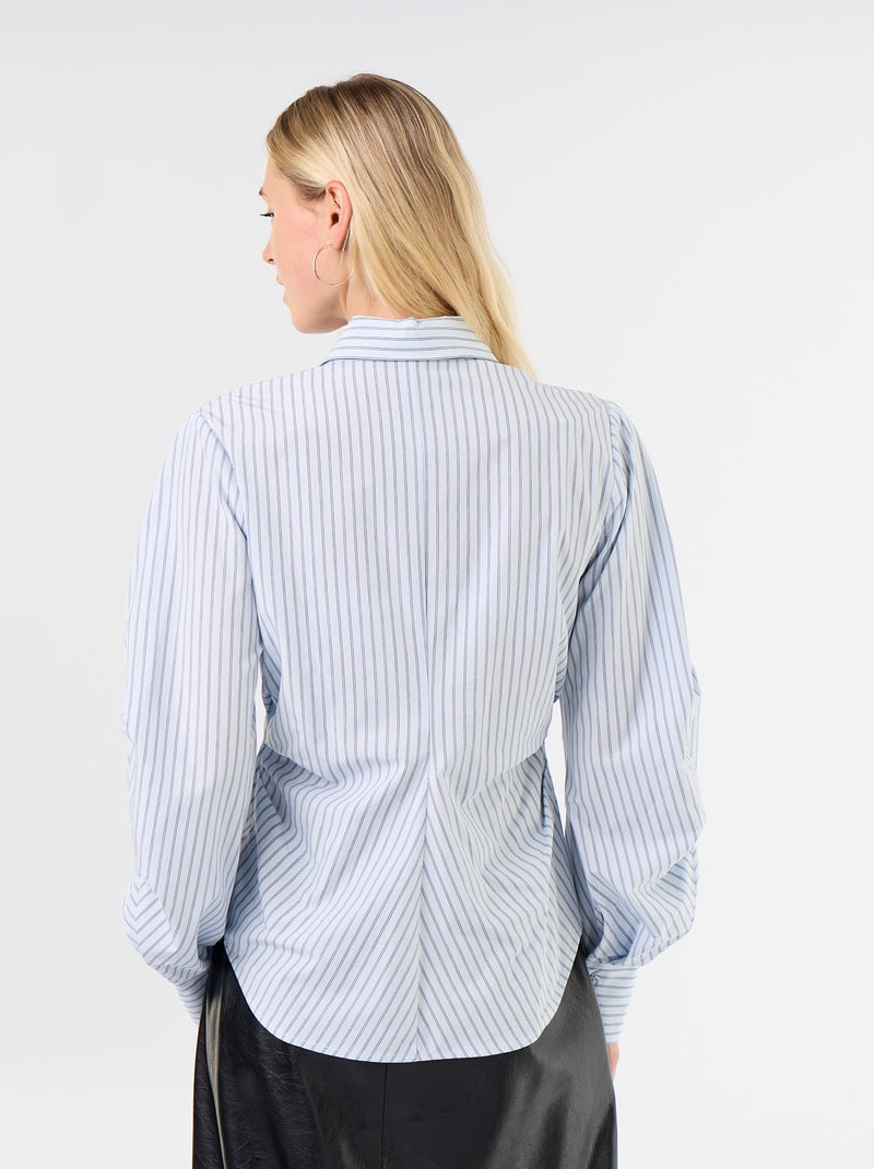 Camicia dal taglio fantasia e aderente sul davanti Blu - Kiabi