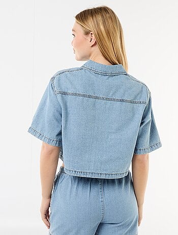 Camicia di jeans con maniche a 3/4