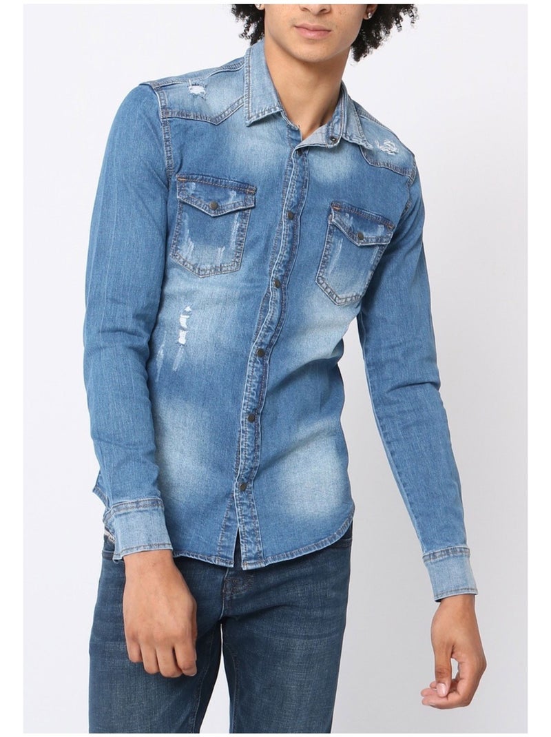 Camicia di jeans slim fit Kebello Blu cielo - Kiabi