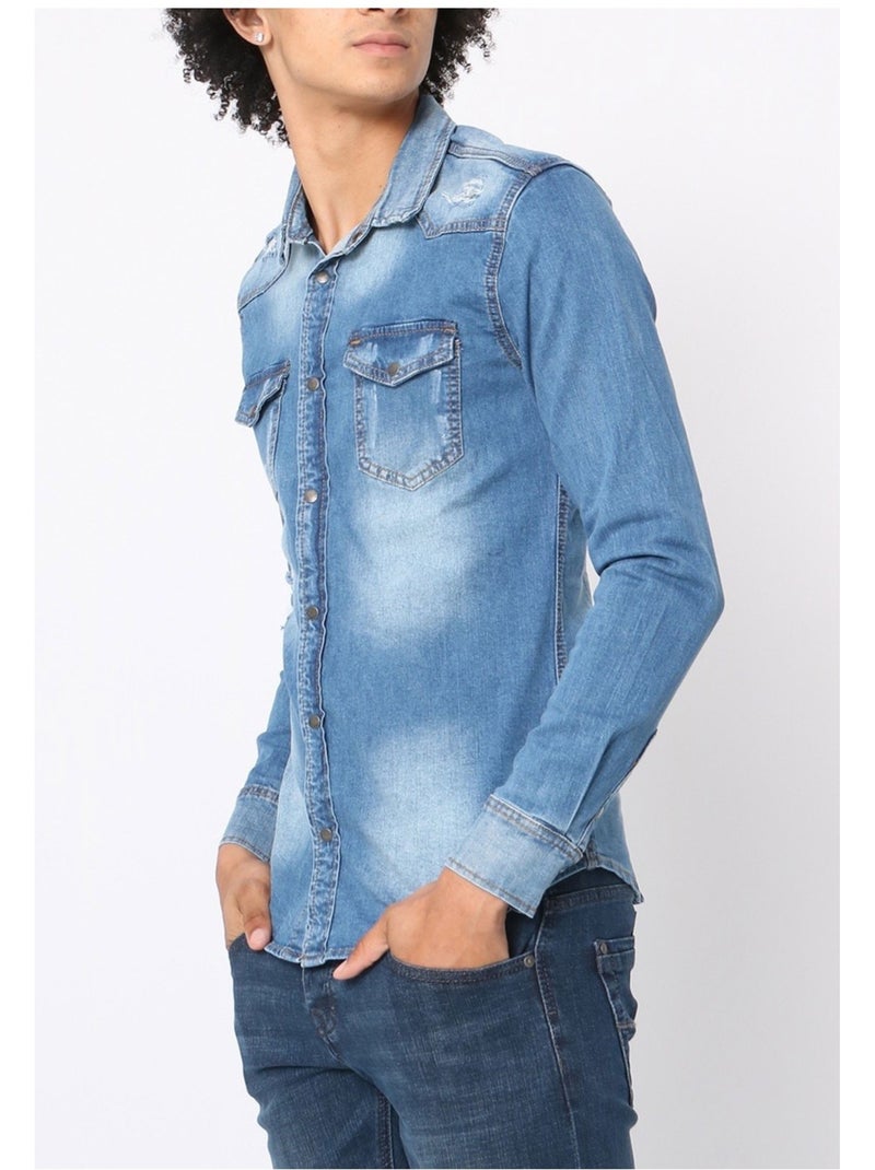 Camicia di jeans slim fit Kebello Blu cielo - Kiabi