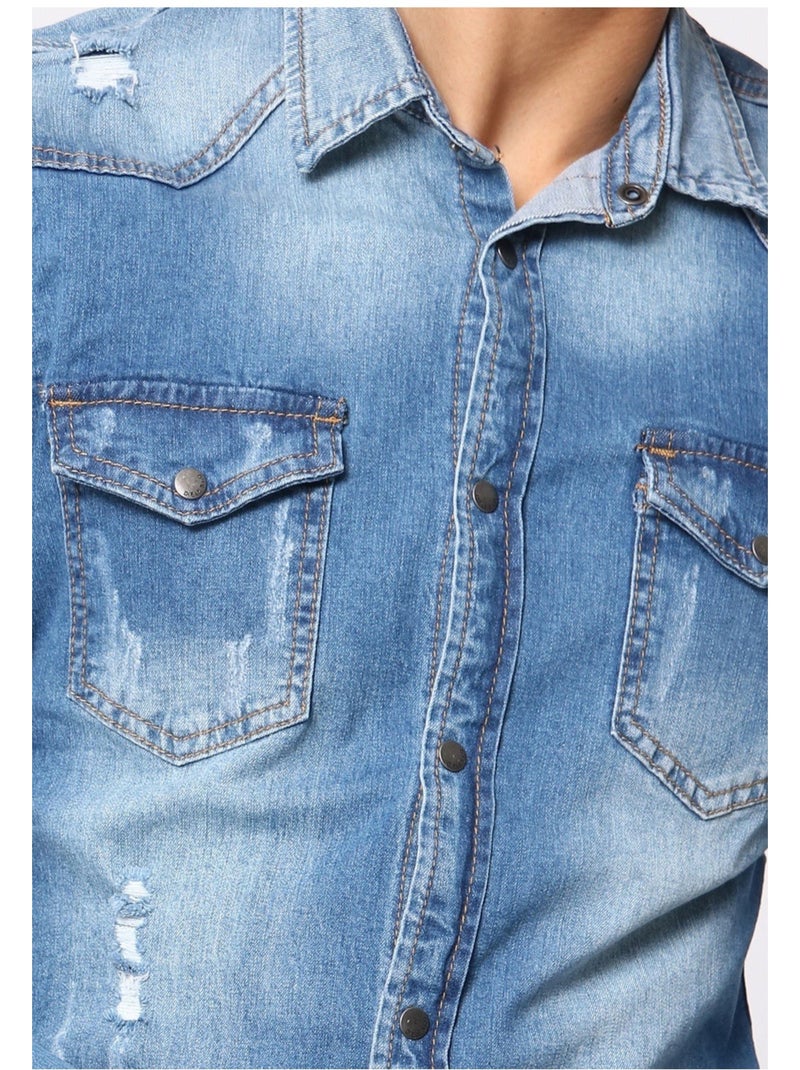Camicia di jeans slim fit Kebello Blu cielo - Kiabi