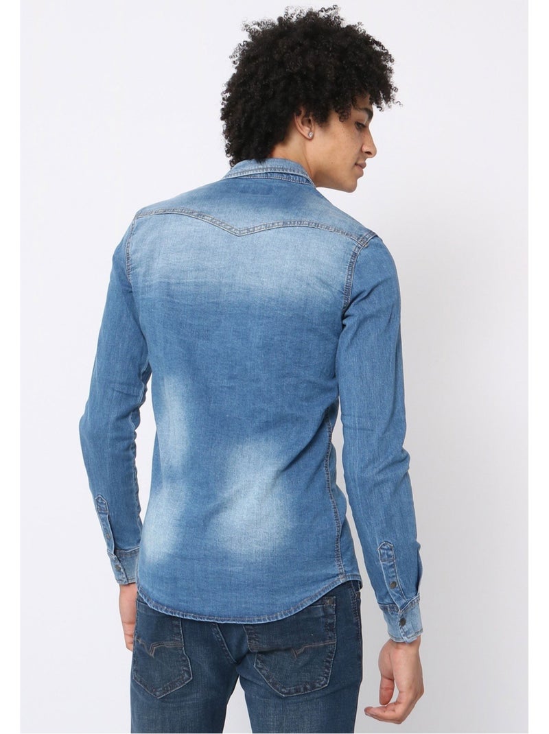 Camicia di jeans slim fit Kebello Blu cielo - Kiabi