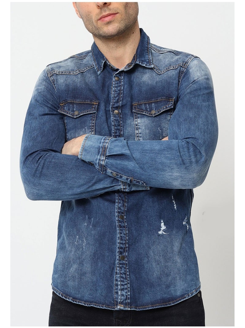 Camicia di jeans slim fit Kebello Blu - Kiabi
