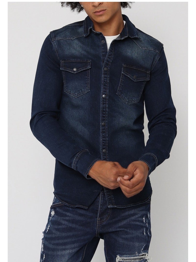 Camicia di jeans slim fit Kebello Blu - Kiabi