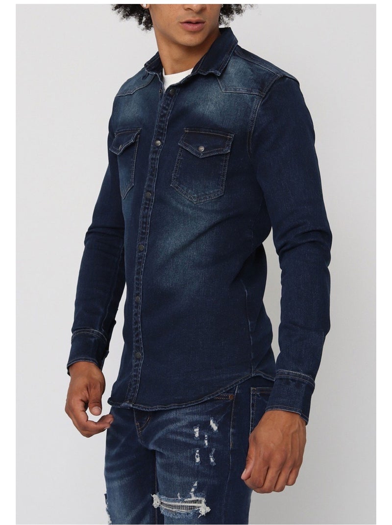 Camicia di jeans slim fit Kebello Blu - Kiabi