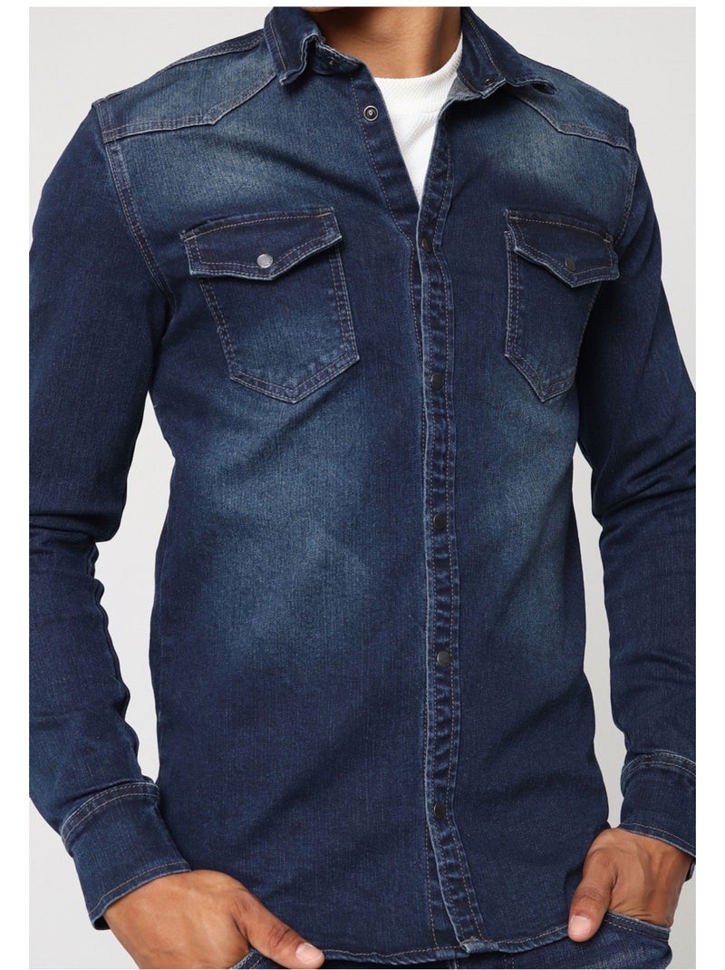 Camicia di jeans slim fit Kebello Blu - Kiabi