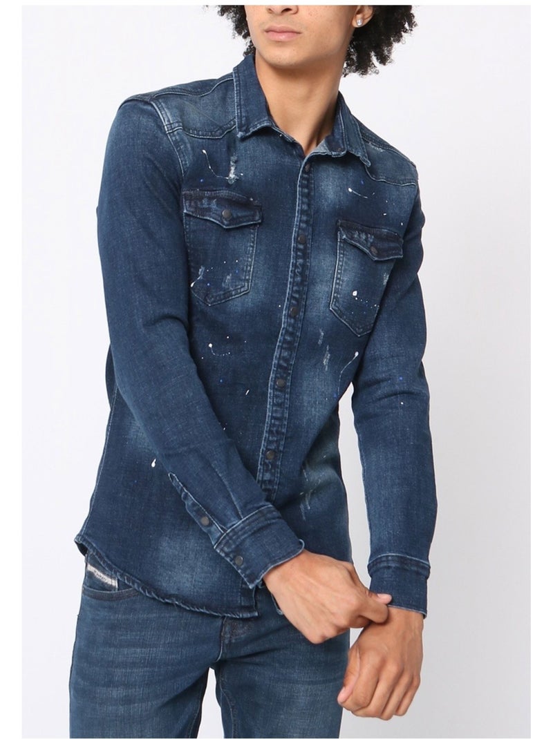 Camicia di jeans slim fit Kebello Blu - Kiabi