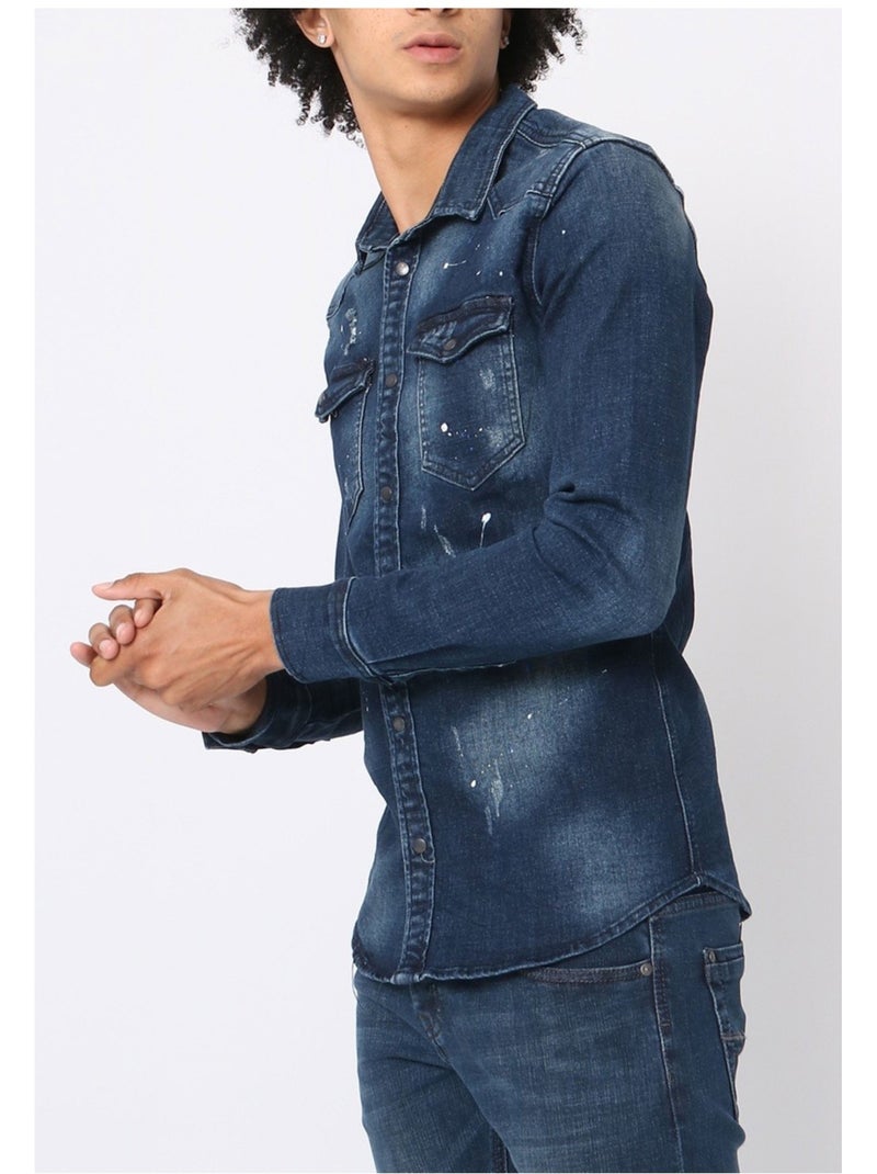 Camicia di jeans slim fit Kebello Blu - Kiabi