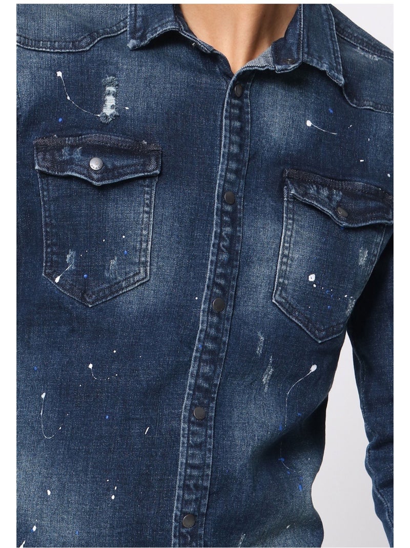 Camicia di jeans slim fit Kebello Blu - Kiabi