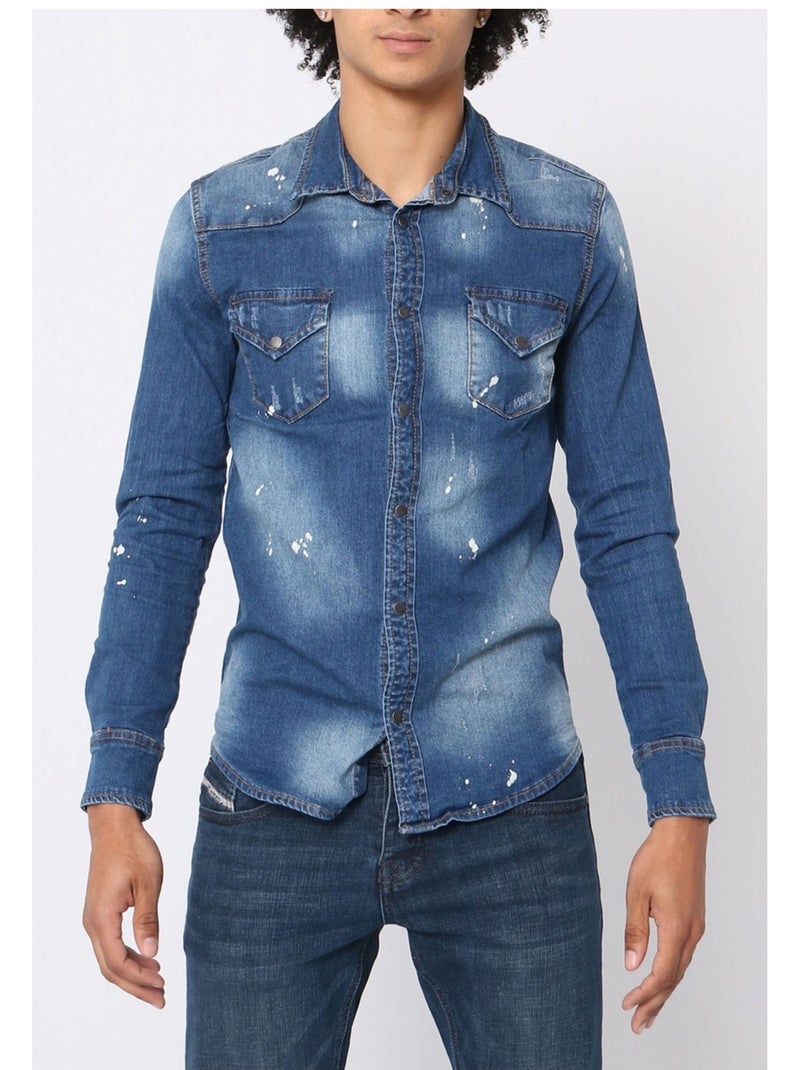 Camicia di jeans slim fit Kebello Blu - Kiabi