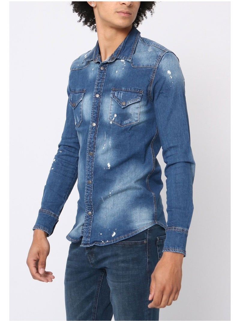 Camicia di jeans slim fit Kebello Blu - Kiabi