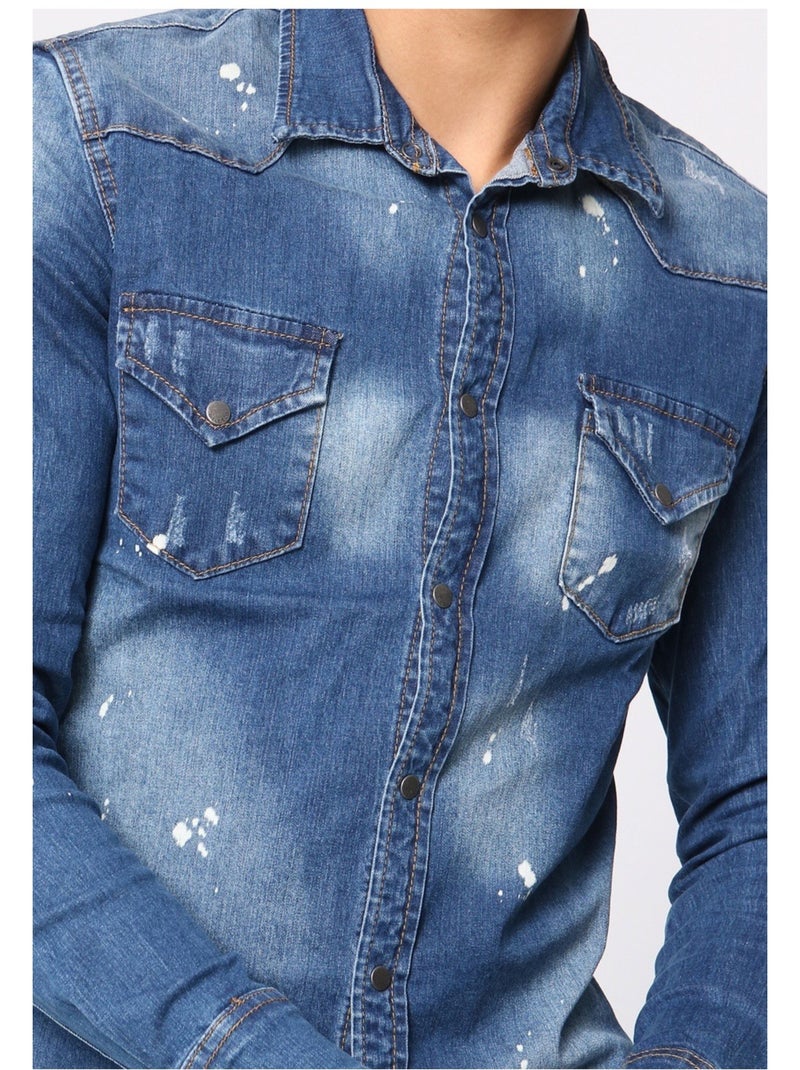 Camicia di jeans slim fit Kebello Blu - Kiabi