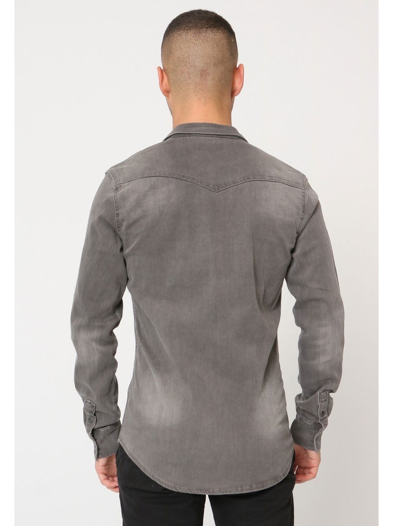 Camicia di jeans slim fit Kebello Grigio - Kiabi