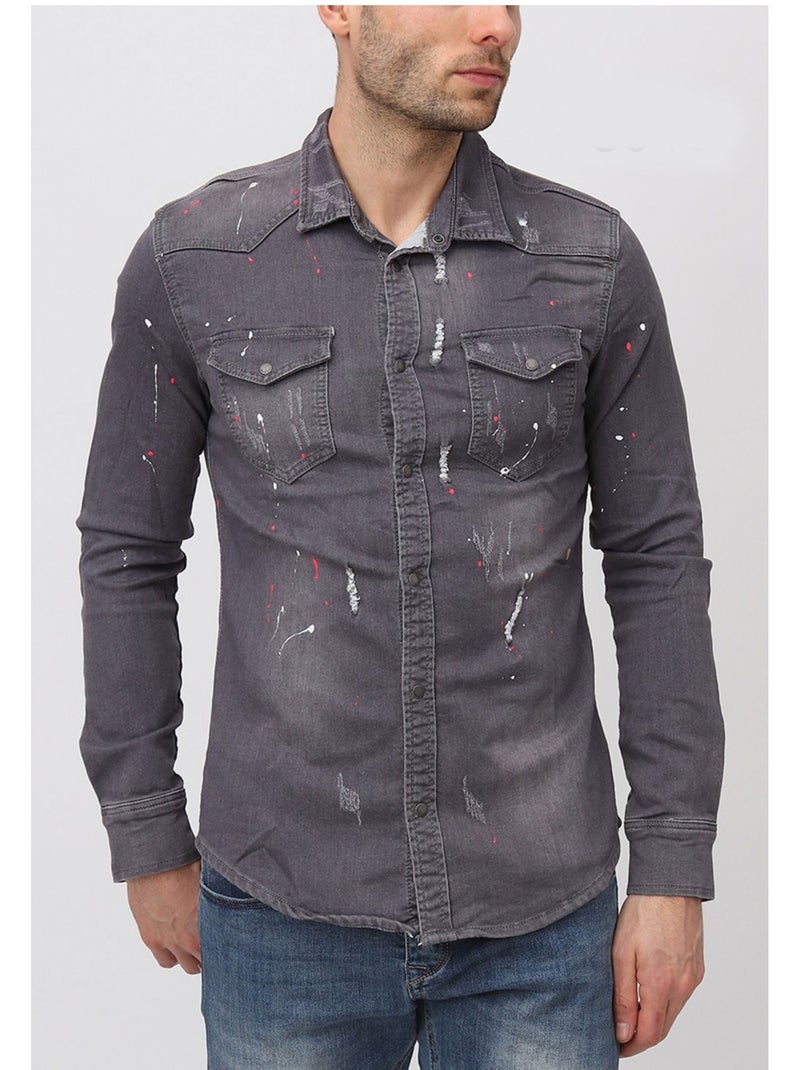 Camicia di jeans slim fit Kebello Grigio - Kiabi