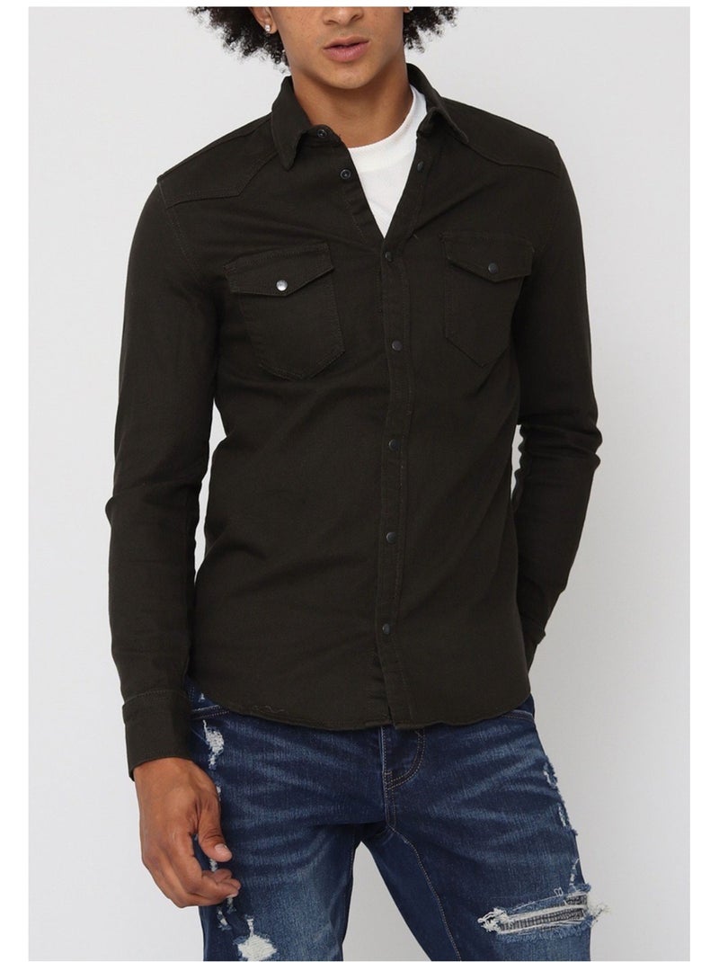 Camicia di jeans slim fit Kebello Marrone scuro - Kiabi