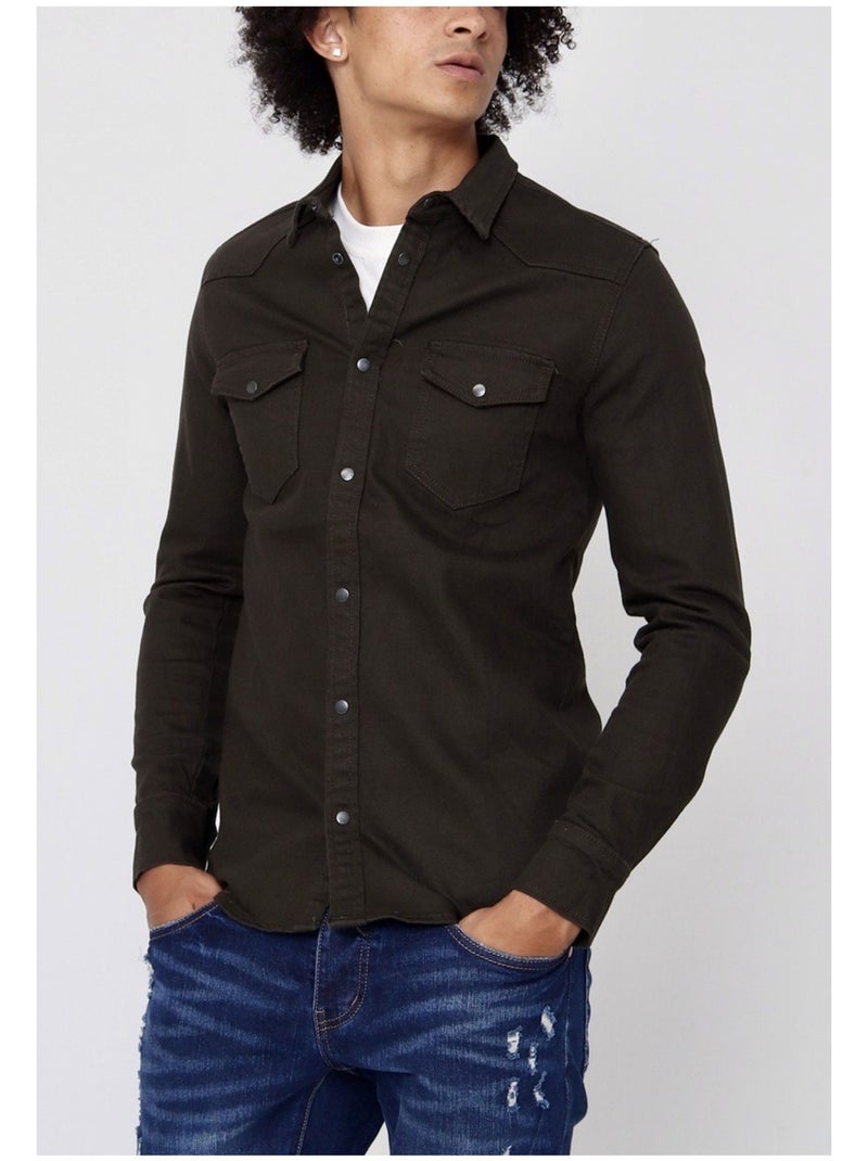 Camicia di jeans slim fit Kebello Marrone scuro - Kiabi