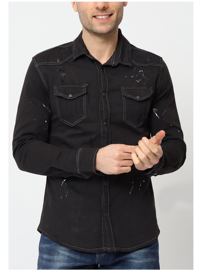 Camicia di jeans slim fit Kebello Nero Nero - Kiabi