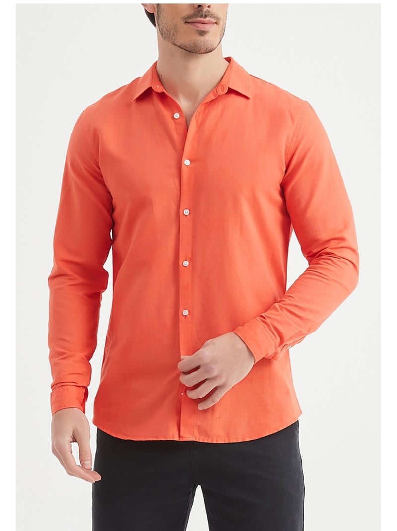 Camicia di lino Kebello Arancione - Kiabi